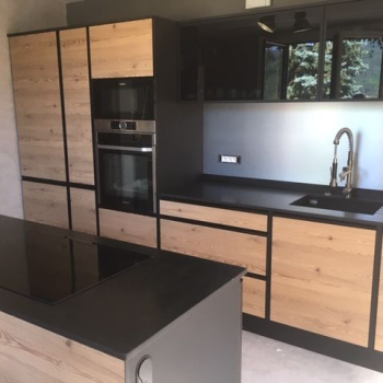 cuisine noire bois et granit