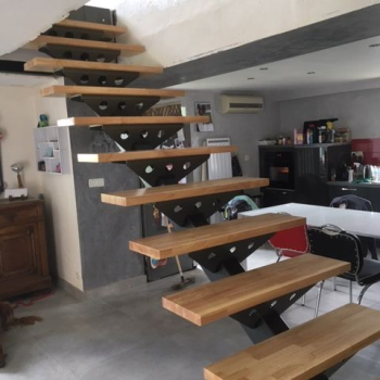 escalier bois et métal