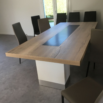 table sur mesure chêne et granit